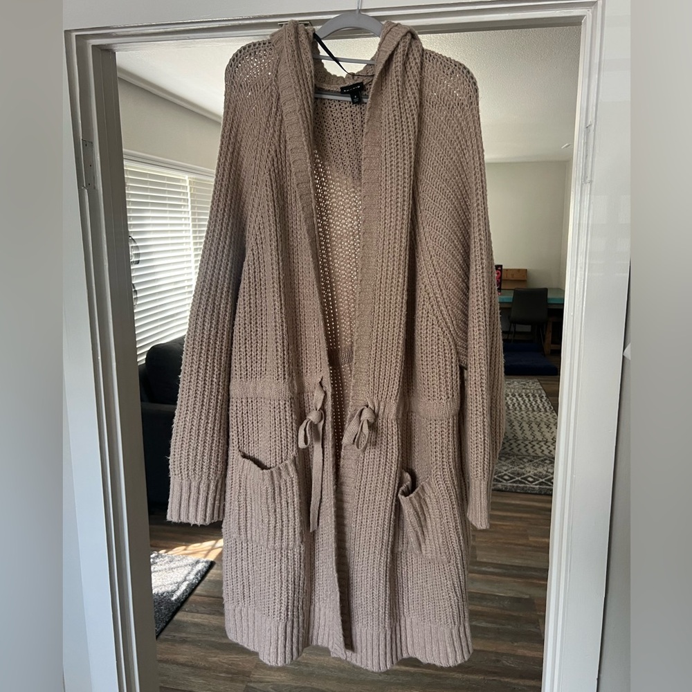 Torrid Size 4 Beige Hooded Sweater Cardigan